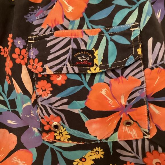 Paul & Shark Yachting Hawaiian Print XL Swim Trunks - Picture 4 of 6